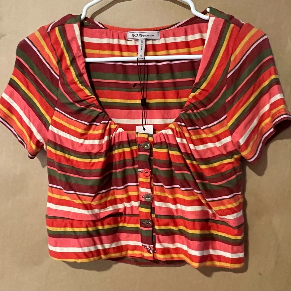 BCBG striped crop top